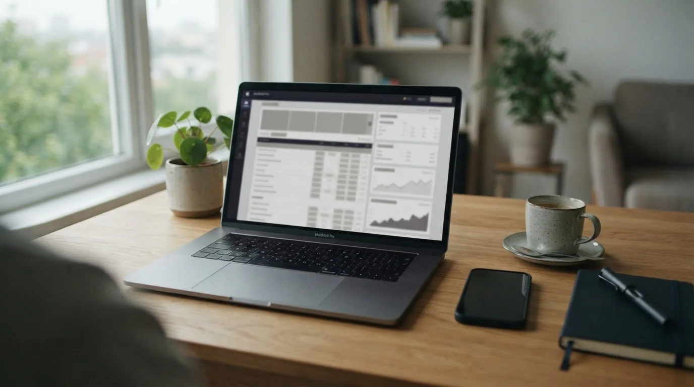 Person an Laptop prüft Sportwetten-Anbieter mit niedriger Mindesteinzahlung