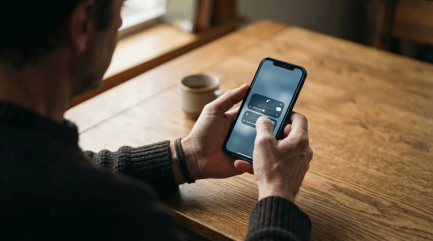 Person richtet Einzahlungslimit auf Smartphone ein für verantwortungsbewusstes Wetten
