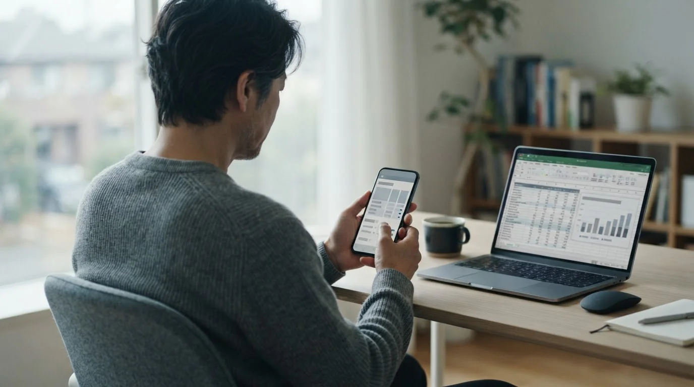 Person analysiert mobile Wett-Apps auf dem Smartphone in ruhiger Umgebung