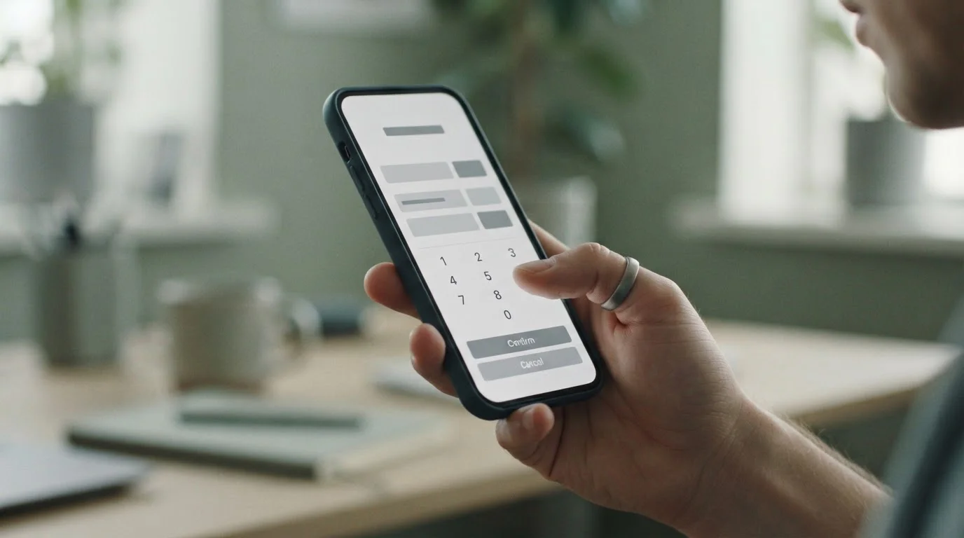 Smartphone zeigt digitalen Zahlungsvorgang mit Eingabefeldern