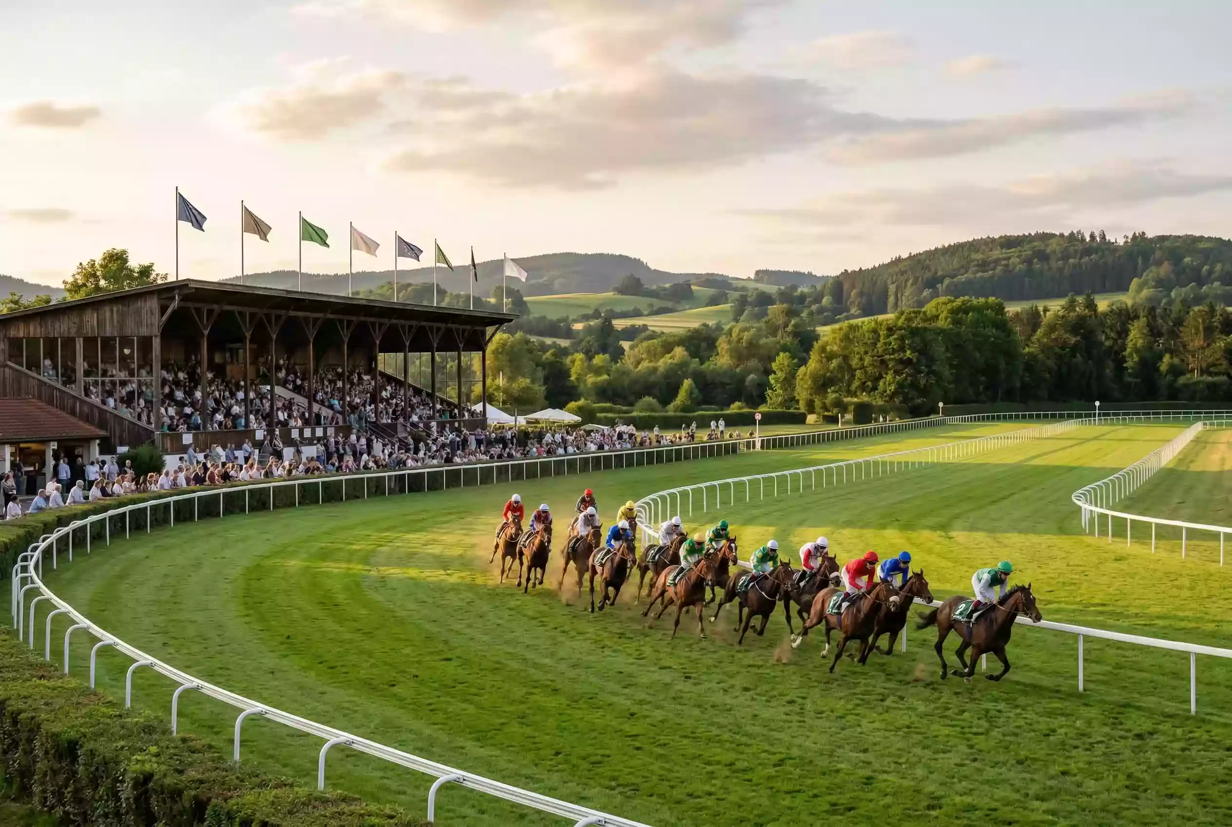 Pferderennen auf der Rennbahn Aarau mit Zuschauern auf der Tribüne